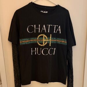 Buckle Black Long Sleeve Tee with Graphic Design